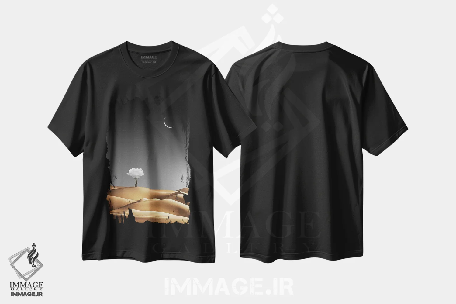 تیشرت مشکی طرح دار سیاره خیالی، هنر فاخر معاصر اثر کاترین فدرر | immage.ir