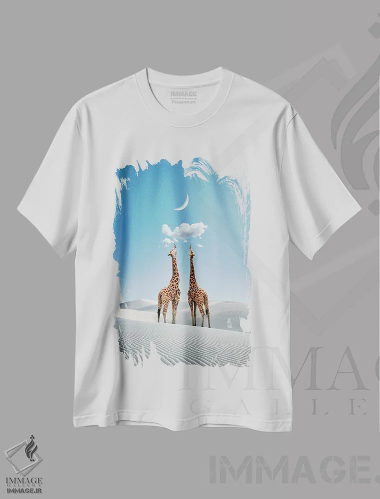 تیشرت سفید طرح دار شور سفر، هنر فاخر معاصر اثر کاترین فدرر | فروشگاه ایماژ