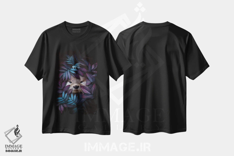 تیشرت مشکی طرح دار سمور آبی شیطان با پنجه های کوچک، عکاسی ترکیبی اثر کاترین فدرر | فروشگاه ایماژ