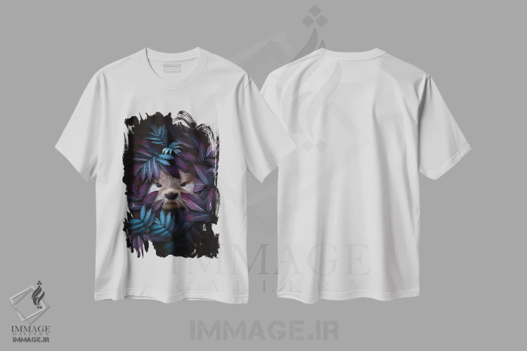 تیشرت سفید طرح دار سمور آبی شیطان با پنجه های کوچک، عکاسی ترکیبی اثر کاترین فدرر | immage.ir