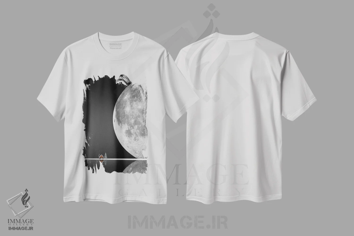 تیشرت سفید طرح دار ماه غلتان، دکور کلبه و لژ اثر کاترین فدرر | immage.ir