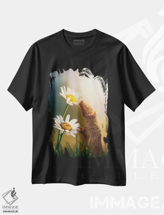 تیشرت مشکی طرح دار عطر بهار، عکاسی ترکیبی اثر کاترین فدرر | فروشگاه ایماژ