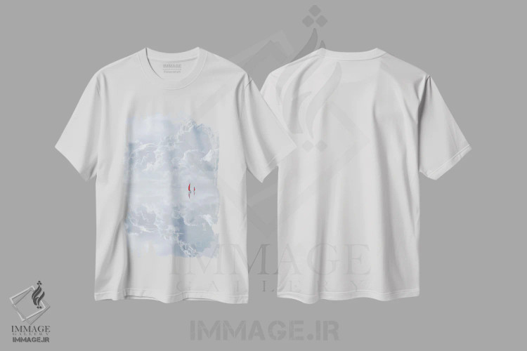 تیشرت سفید طرح دار ابرنما، عکاسی ترکیبی اثر کاترین فدرر | immage.ir