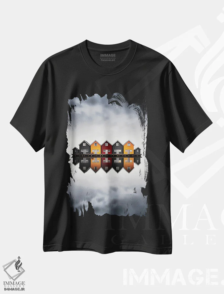 تیشرت مشکی طرح دار اقامتگاه های زنگ زده، عکاسی ترکیبی اثر کاترین فدرر | فروشگاه ایماژ