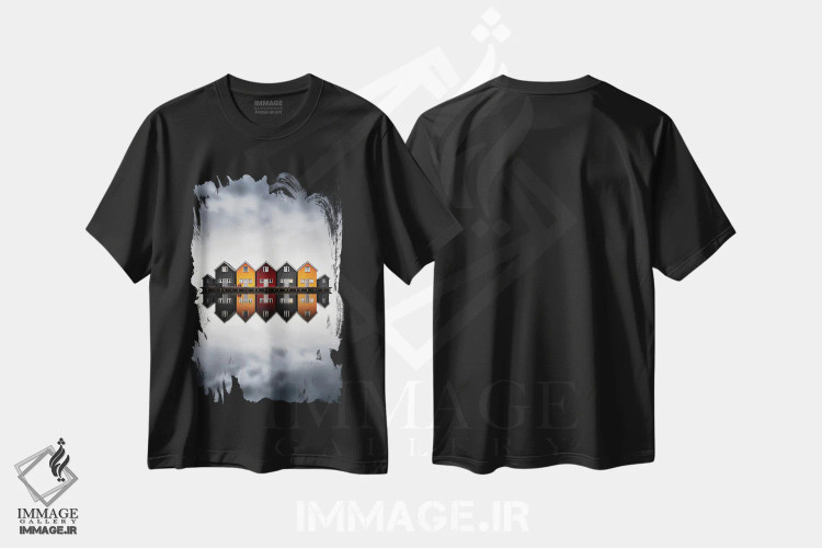 تیشرت مشکی طرح دار اقامتگاه های زنگ زده، عکاسی ترکیبی اثر کاترین فدرر | فروشگاه ایماژ