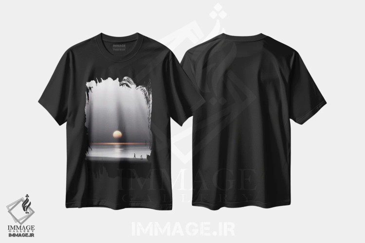 تیشرت مشکی طرح دار قدم زنی هنگام غروب اثر کاترین فدرر | immage.ir