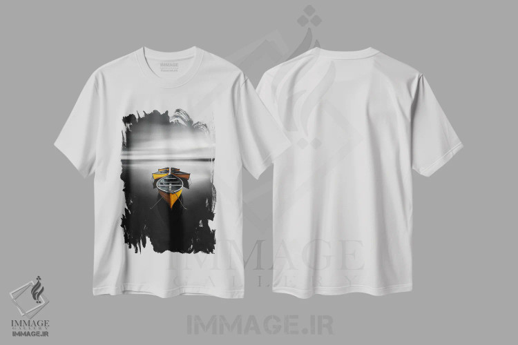 تیشرت سفید طرح دار پنج زرد اثر کاترین فدرر | immage.ir