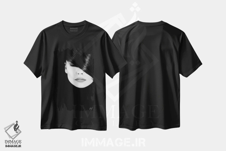 تیشرت مشکی طرح دار سکوت، عکاسی ترکیبی اثر کاترین فدرر | فروشگاه ایماژ