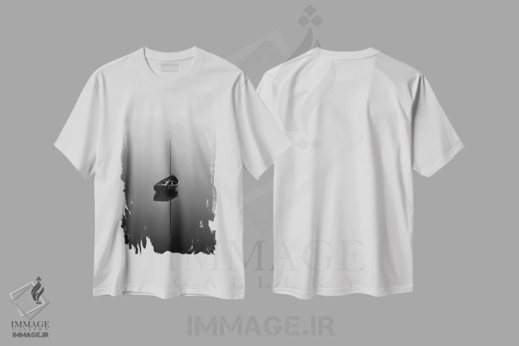 تیشرت سفید طرح دار تنهایی، عکاسی سیاه و سفید اثر کاترین فدرر | فروشگاه ایماژ