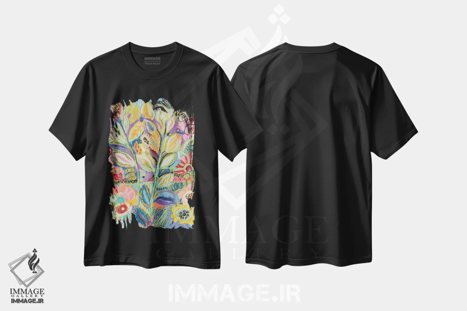تیشرت مشکی طرح دار باغ خیال انگیز ۲، دکور معاصر اثر کارن فیلدز | immage.ir