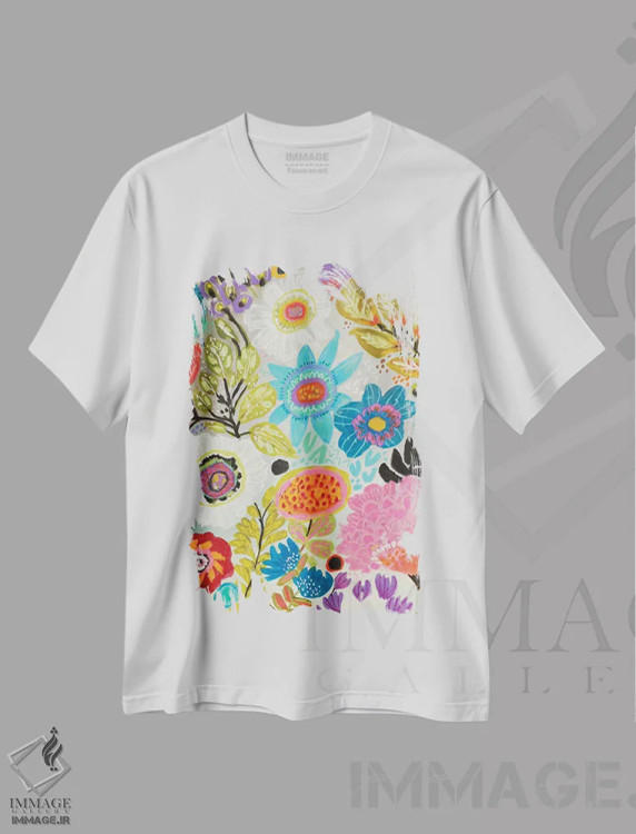 تیشرت سفید طرح دار باغ مخفی گُلی ۱، دکور معاصر اثر کارن فیلدز | immage.ir