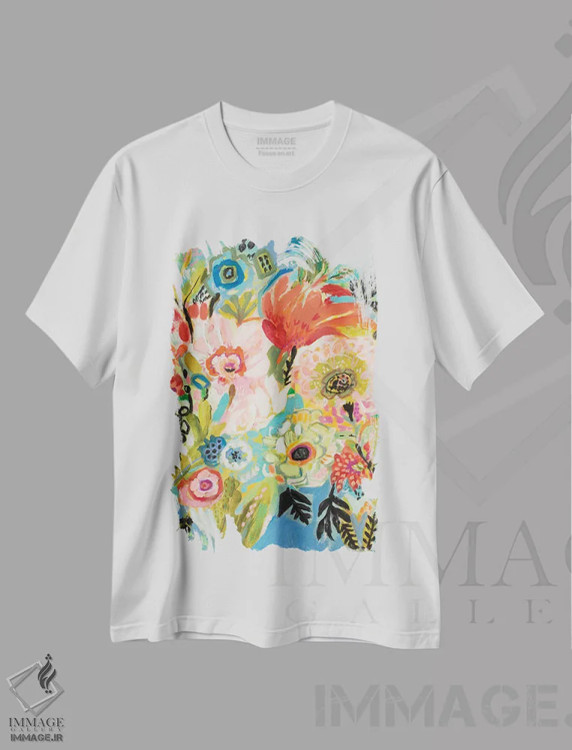 تیشرت سفید طرح دار باغ مخفی گُلی ۳، دکور معاصر اثر کارن فیلدز | immage.ir
