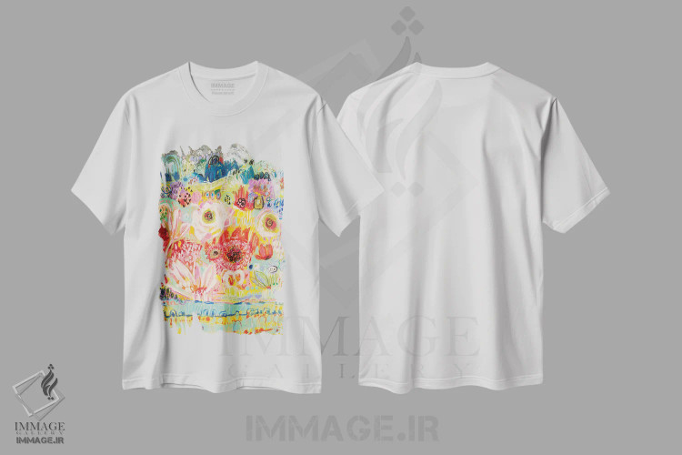 تیشرت سفید طرح دار عاشق سفر ۲، آبستره اثر کارن فیلدز | فروشگاه ایماژ