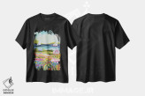 تیشرت مشکی طرح دار دو قایق بادبانی و کلبه ۱، تزئینی اثر کارن فیلدز | immage.ir