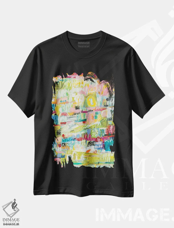 تیشرت مشکی طرح دار باغ بوهو ۲، آبستره اثر کارن فیلدز | فروشگاه ایماژ