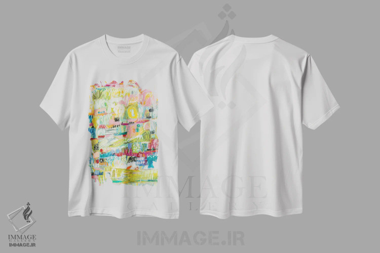 تیشرت سفید طرح دار باغ بوهو ۲، آبستره اثر کارن فیلدز | immage.ir