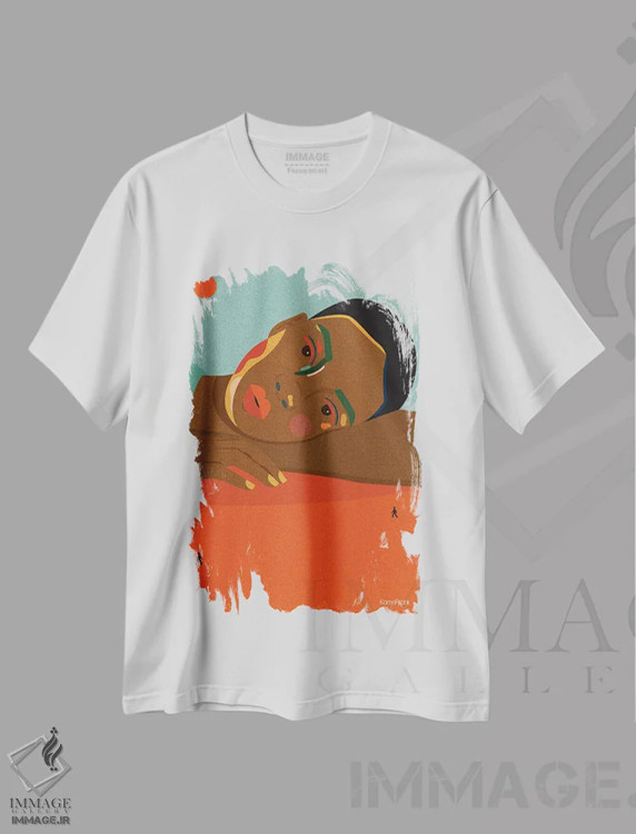 تیشرت سفید طرح دار استراحت یعنی مقاومت، هنر آمریکایی آفریقایی تبار اثر کمو فرانک | immage.ir