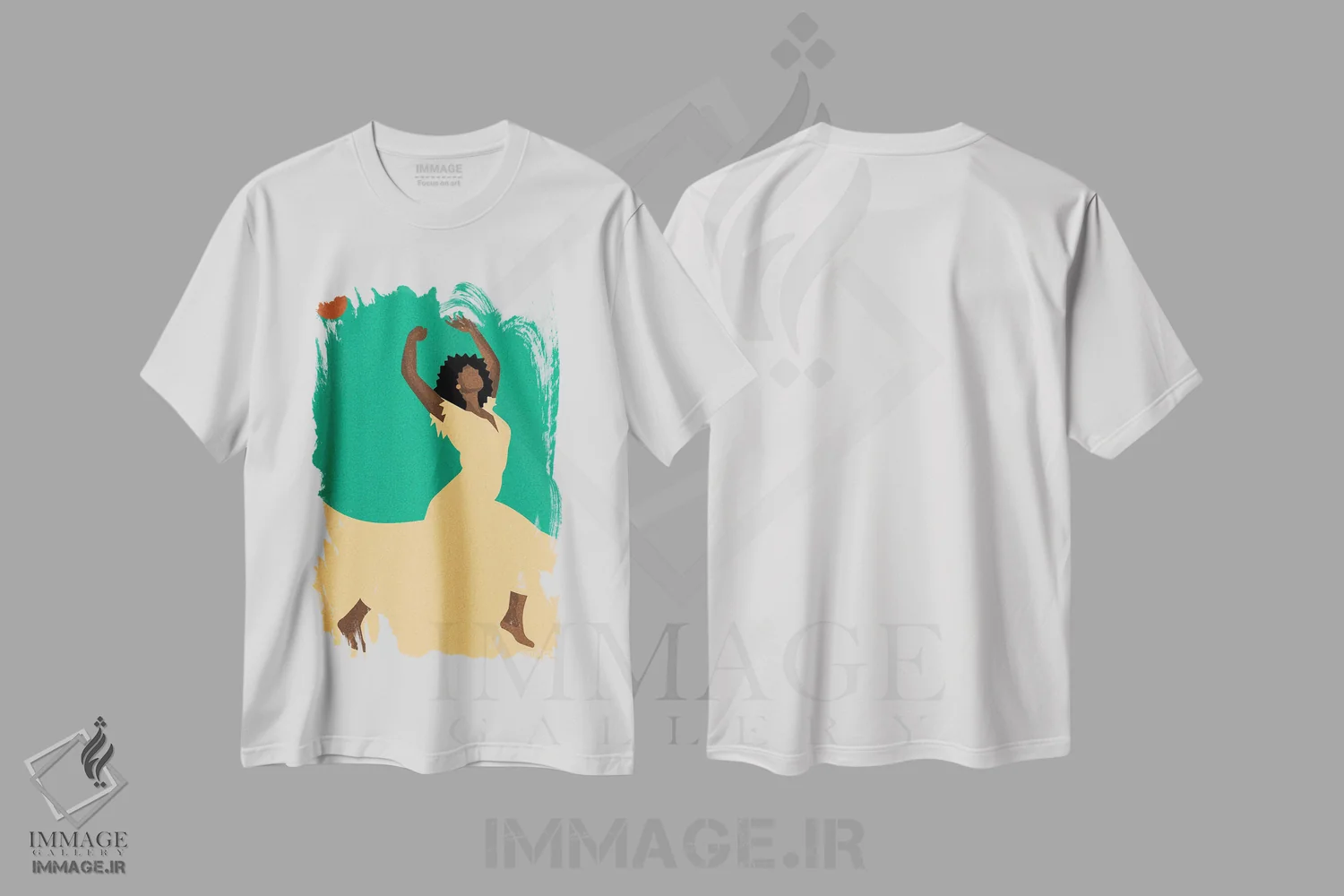 تیشرت سفید طرح دار رقص، هنر آمریکایی آفریقایی تبار اثر کمو فرانک | فروشگاه ایماژ