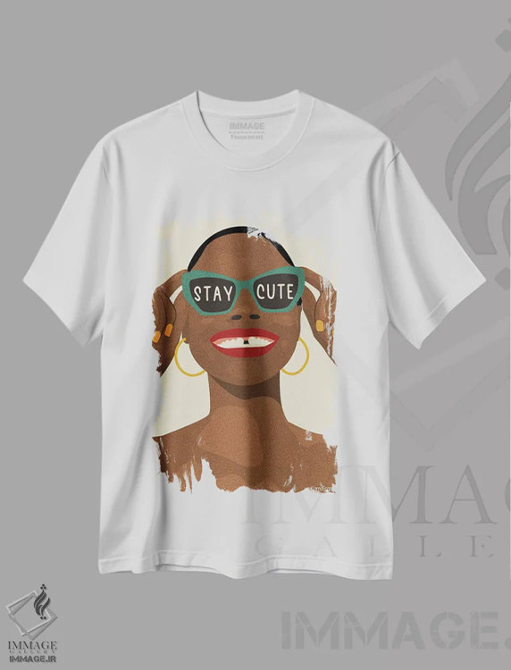 تیشرت سفید طرح دار بامزه بمان، هنر آمریکایی آفریقایی تبار اثر کمو فرانک | immage.ir