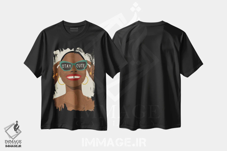 تیشرت مشکی طرح دار بامزه بمان، هنر آمریکایی آفریقایی تبار اثر کمو فرانک | فروشگاه ایماژ