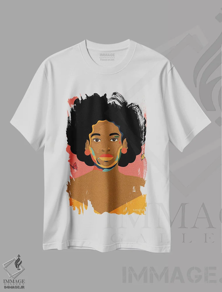تیشرت سفید طرح دار شکوفایی، هنر آمریکایی آفریقایی تبار اثر کمو فرانک | فروشگاه ایماژ
