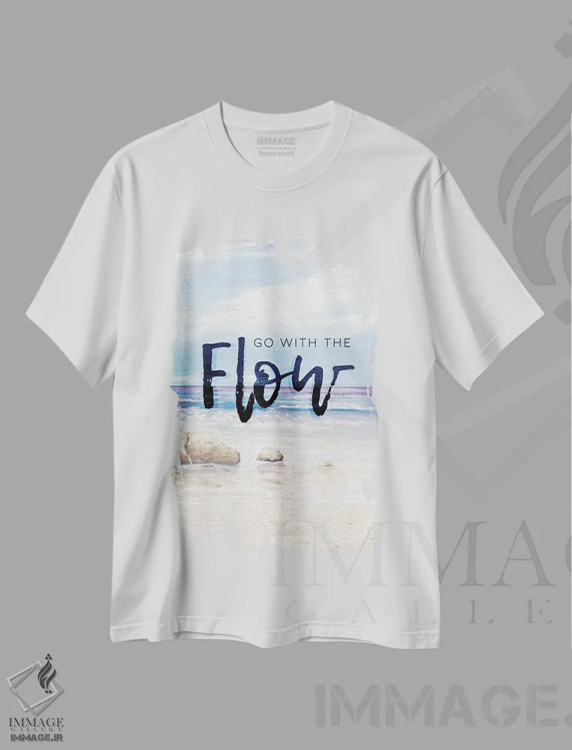تیشرت سفید طرح دار با جریان پیش برو، دکور ساحلی اثر کینگزلی | فروشگاه ایماژ