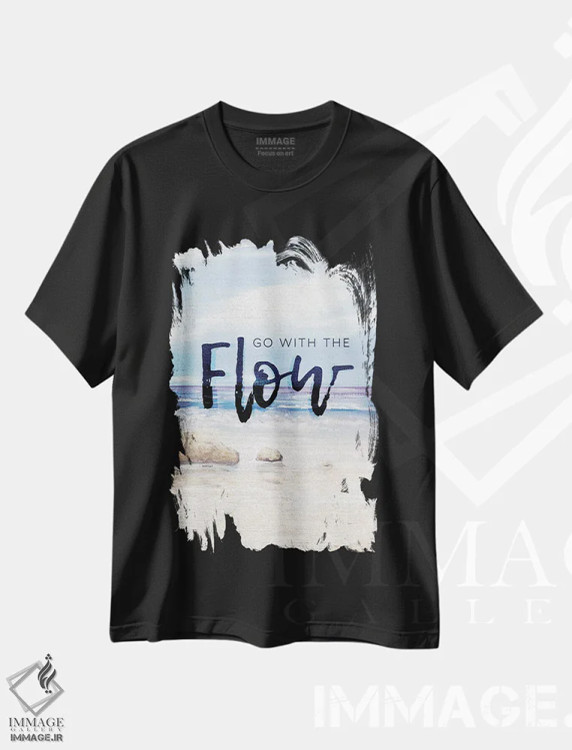 تیشرت مشکی طرح دار با جریان پیش برو، دکور ساحلی اثر کینگزلی | immage.ir