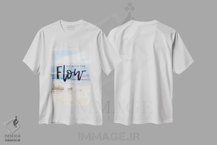 تیشرت سفید طرح دار با جریان پیش برو، دکور ساحلی اثر کینگزلی | فروشگاه ایماژ