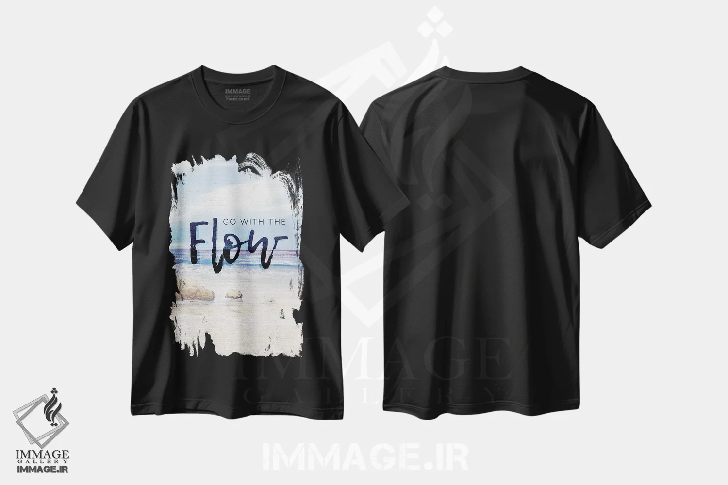 تیشرت مشکی طرح دار با جریان پیش برو، دکور ساحلی اثر کینگزلی | immage.ir