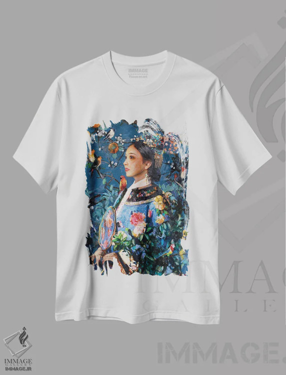تیشرت سفید طرح دار ملکه ژانگ، دکور آسیایی اثر خانلار اسدالله یف | immage.ir