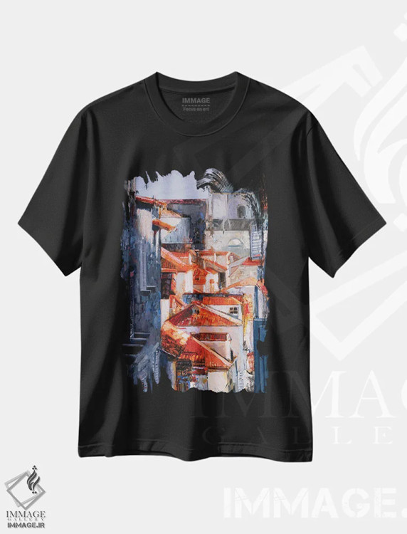 تیشرت مشکی طرح دار دوبروونیک، هنر فاخر معاصر اثر خانلار اسدالله یف | immage.ir