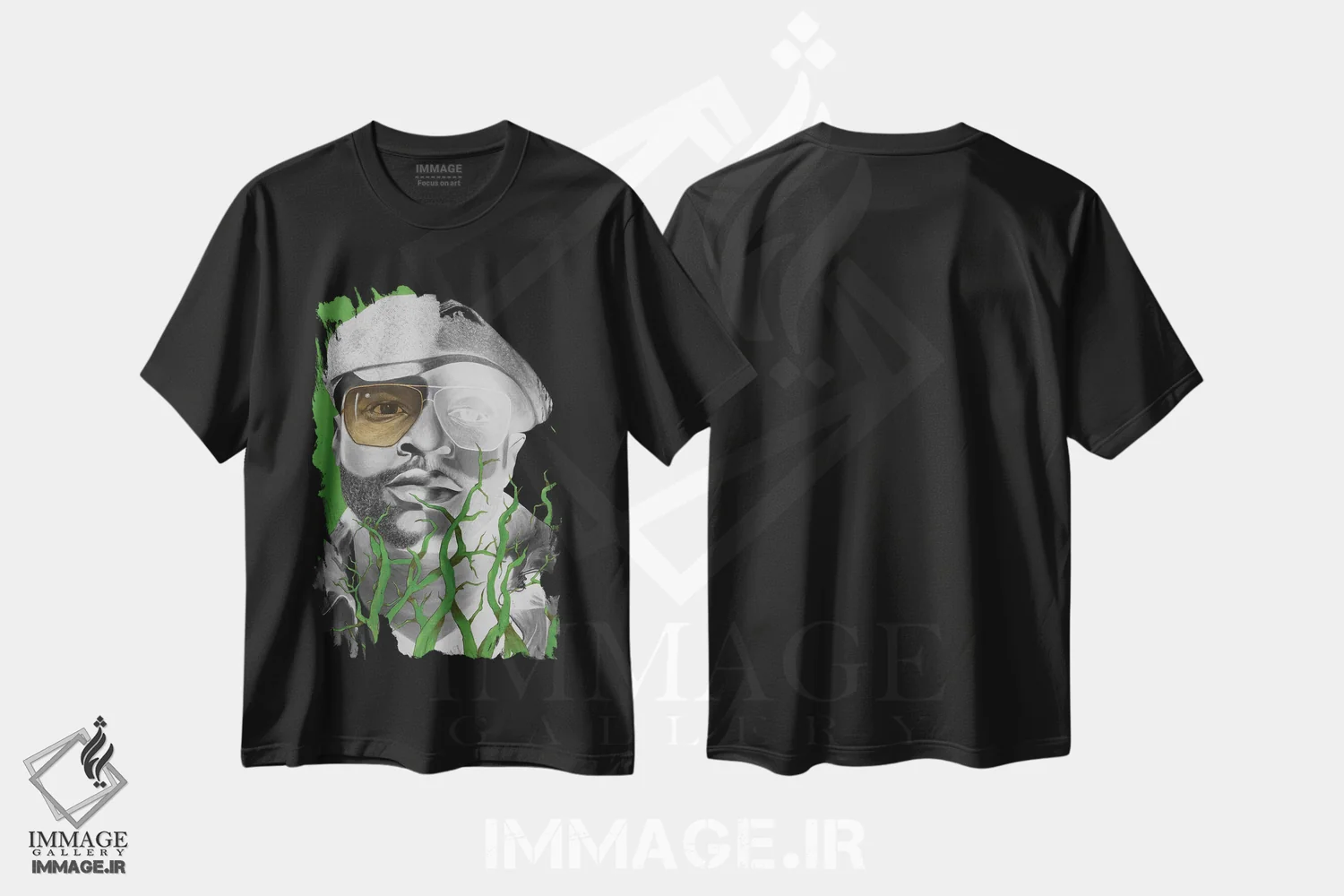 تیشرت مشکی طرح دار ریشه ها، هنر فاخر معاصر اثر خلئو موریس | immage.ir