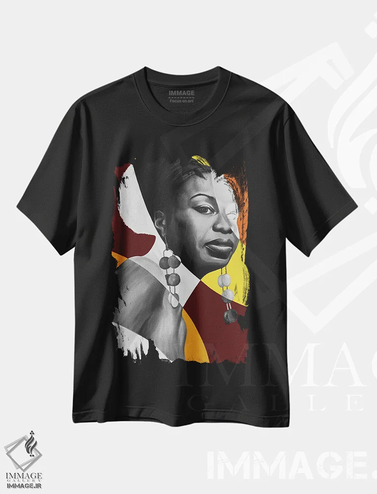 تیشرت مشکی طرح دار افسون، هنر فاخر معاصر اثر خلئو موریس | immage.ir