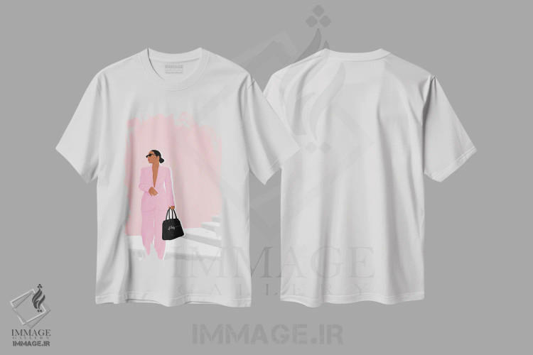 تیشرت سفید طرح دار دختر رئیس، باربیکور اثر خیا اِی | immage.ir