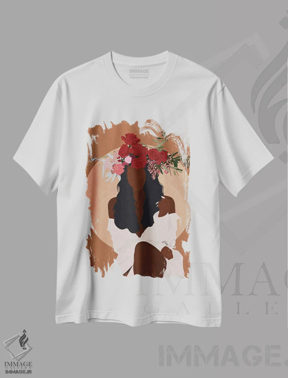 تیشرت سفید طرح دار قدرت گل، هنر دیجیتال اثر خیا اِی | immage.ir