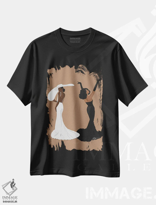 تیشرت مشکی طرح دار دختران پرزرق وبرق، تزئینی اثر خیا اِی | فروشگاه ایماژ