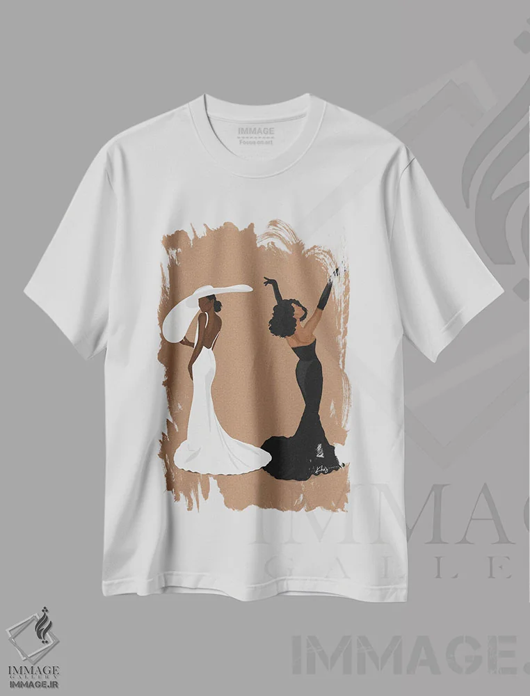تیشرت سفید طرح دار دختران پرزرق وبرق، تزئینی اثر خیا اِی | immage.ir