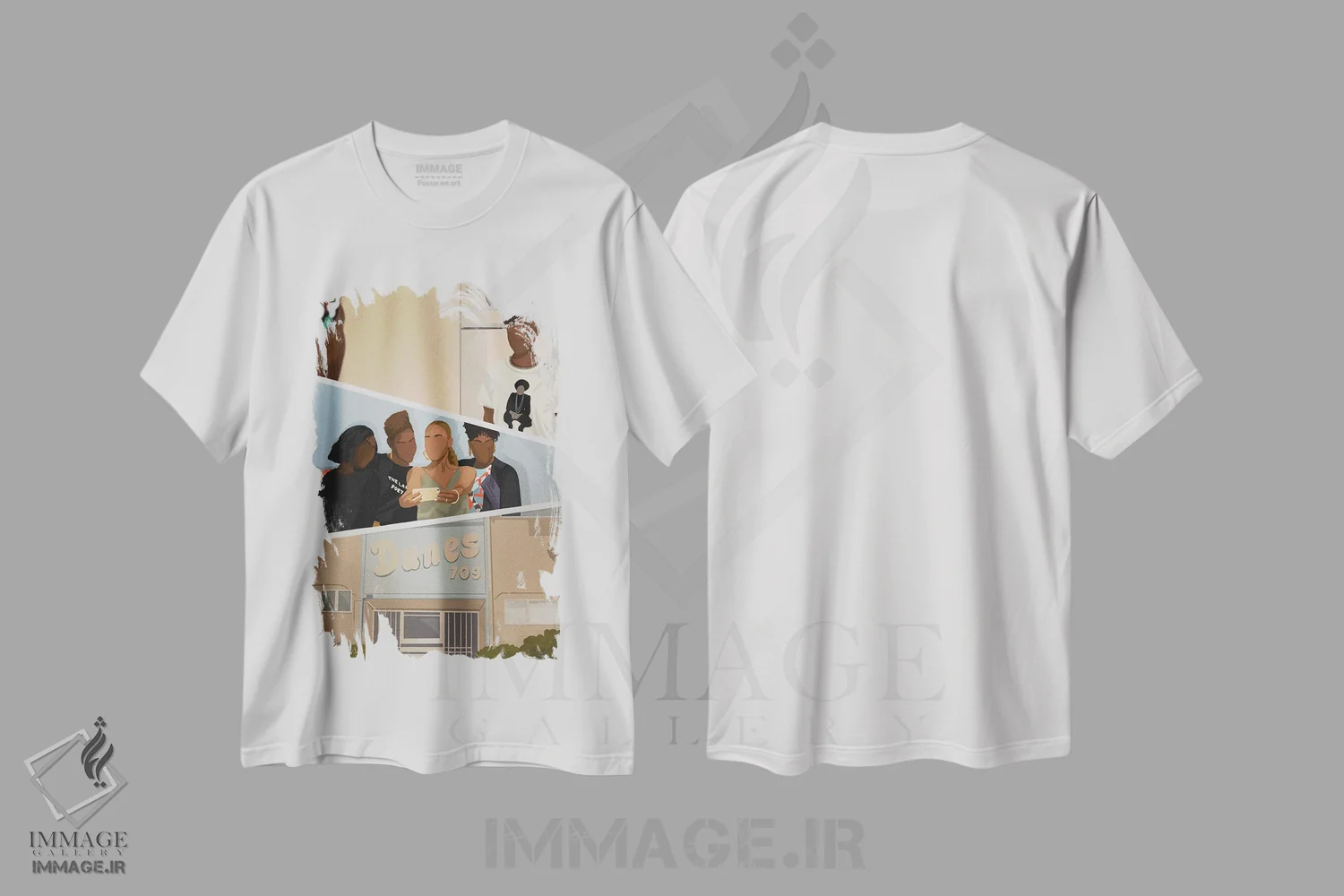 تیشرت سفید طرح دار ناایمن، هنر دیجیتال اثر خیا اِی | immage.ir