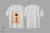 تیشرت سفید طرح دار نارنجی، خوشحالی؟، هنر آمریکایی آفریقایی تبار اثر خیا اِی | فروشگاه ایماژ