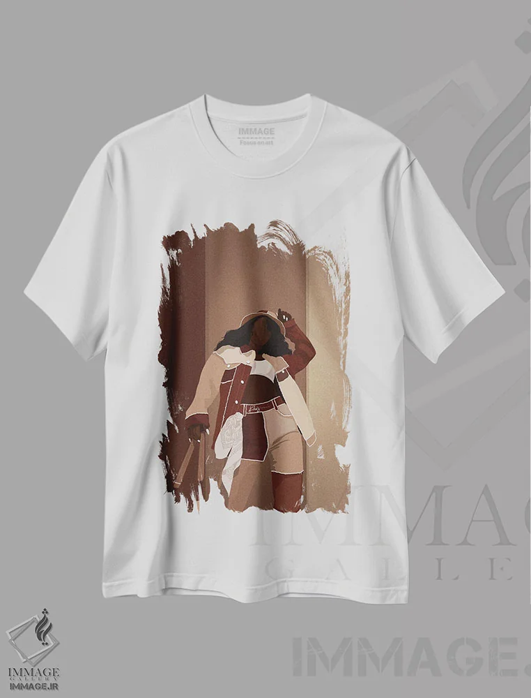 تیشرت سفید طرح دار دختر مهمانی، هنر آمریکایی آفریقایی تبار اثر خیا اِی | immage.ir