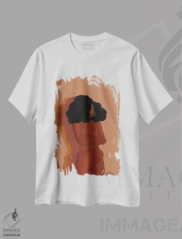 تیشرت سفید طرح دار ارتعاشات، هنر آمریکایی آفریقایی تبار اثر خیا اِی | فروشگاه ایماژ