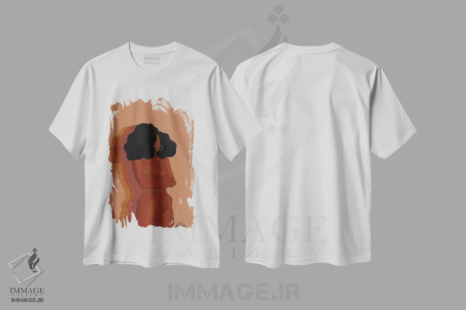 تیشرت سفید طرح دار ارتعاشات، هنر آمریکایی آفریقایی تبار اثر خیا اِی | فروشگاه ایماژ