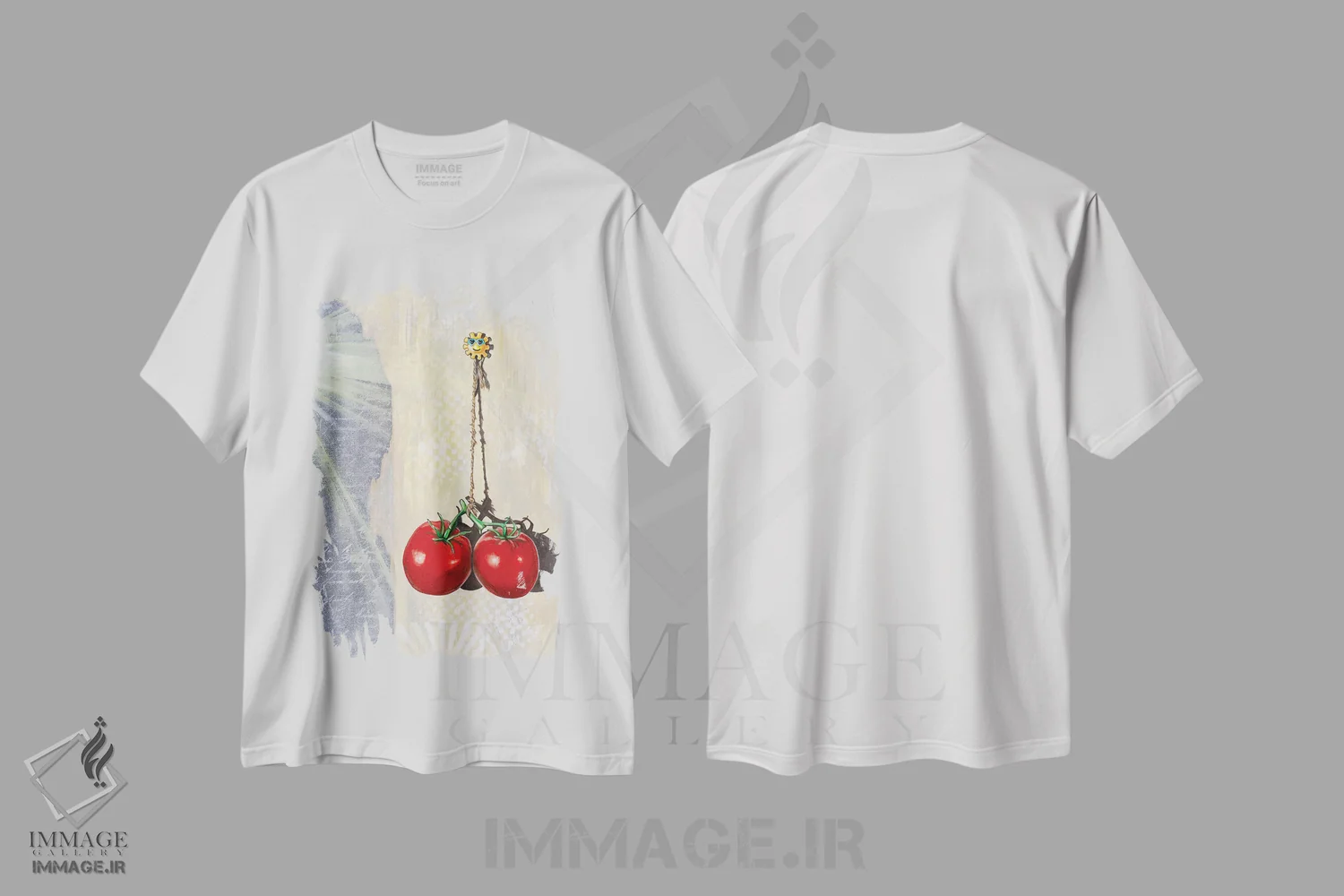 تیشرت سفید طرح دار رسیده به نور خورشید، هنر فاخر کلاسیک اثر کِی. آرتور | فروشگاه ایماژ