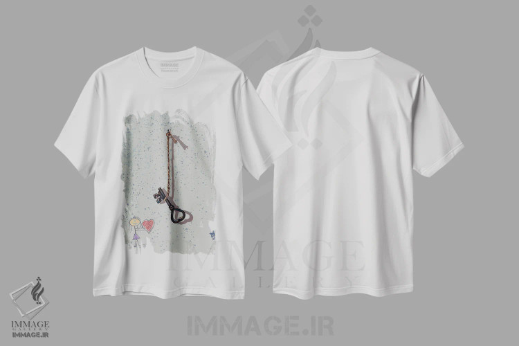تیشرت سفید طرح دار کلید قلب من، هنر فاخر کلاسیک اثر کِی. آرتور | immage.ir