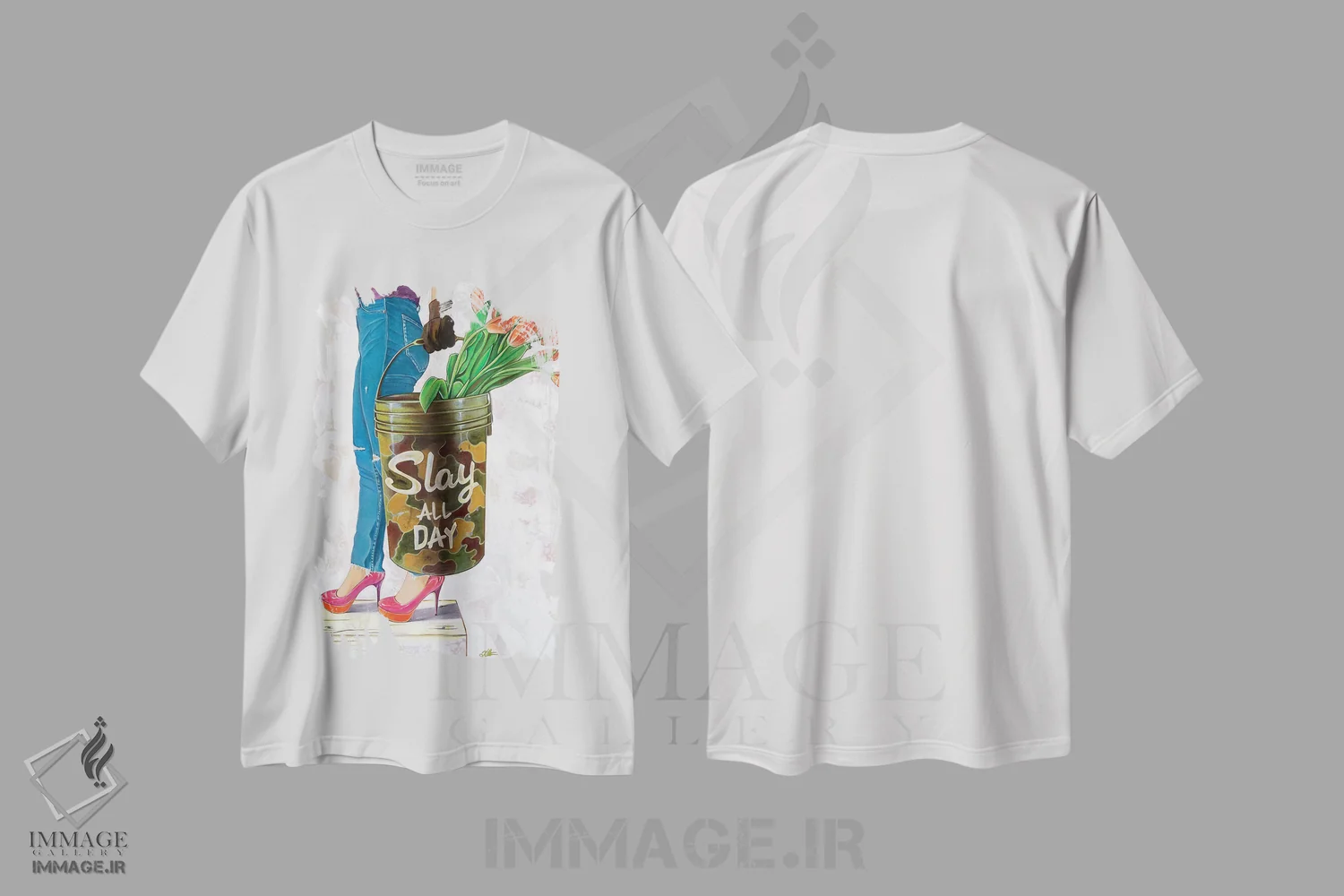تیشرت سفید طرح دار روز را از آنِ خود کردن، هنر فاخر معاصر اثر کِی. آرتور | immage.ir
