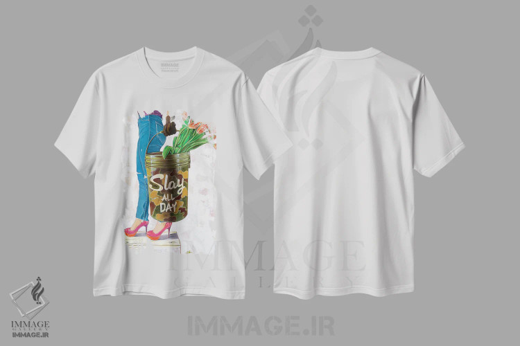 تیشرت سفید طرح دار روز را از آنِ خود کردن، هنر فاخر معاصر اثر کِی. آرتور | immage.ir