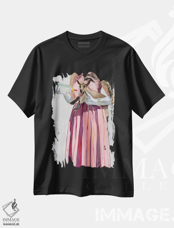 تیشرت مشکی طرح دار غذای مجلسی، هنر فاخر معاصر اثر کِی. آرتور | immage.ir