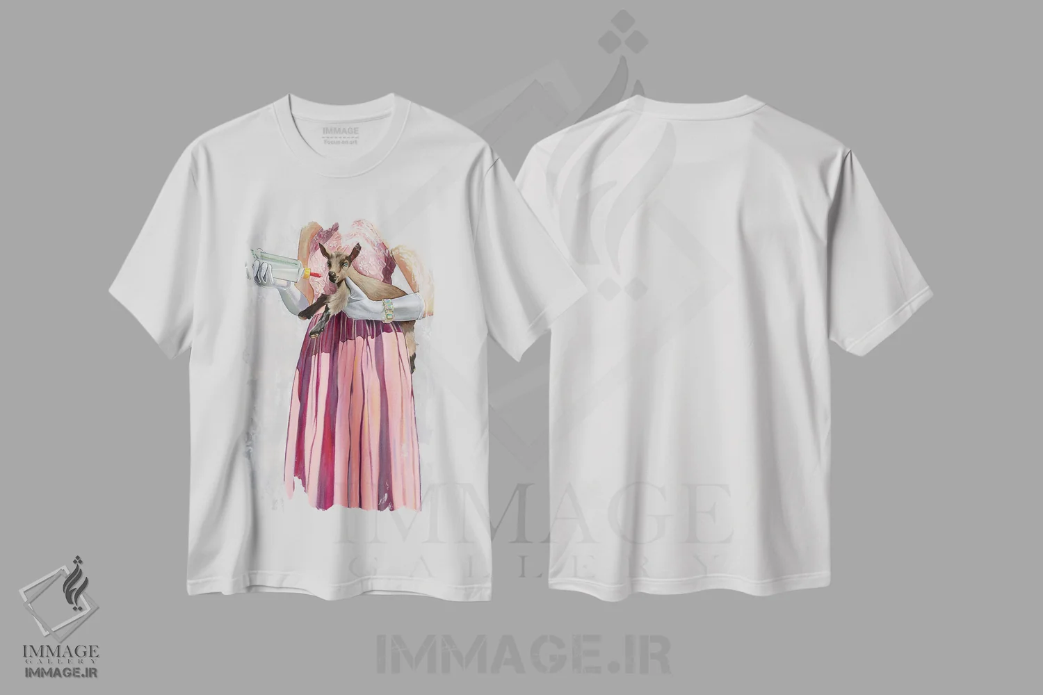 تیشرت سفید طرح دار غذای مجلسی، هنر فاخر معاصر اثر کِی. آرتور | فروشگاه ایماژ