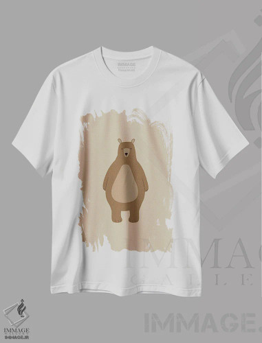 تیشرت سفید طرح دار خرس قهوه ای، هنر دیجیتال اثر خارین هینز | فروشگاه ایماژ