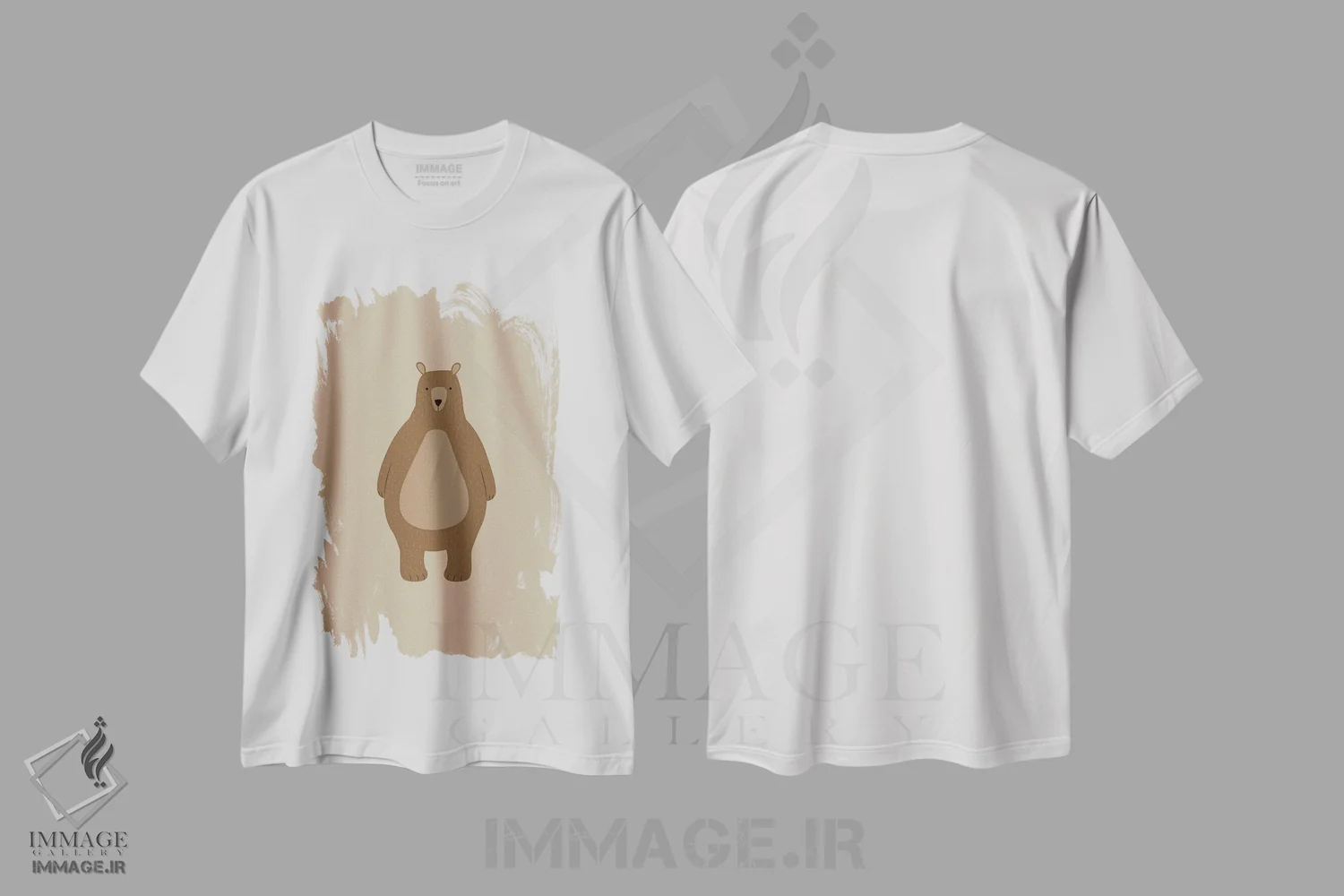 تیشرت سفید طرح دار خرس قهوه ای، هنر دیجیتال اثر خارین هینز | فروشگاه ایماژ